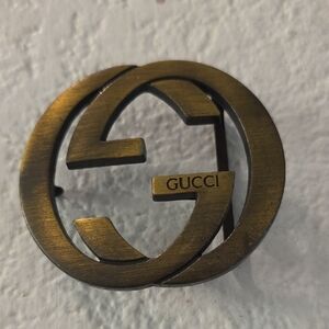 Gucci Antique Gold Logo Belt Buckle